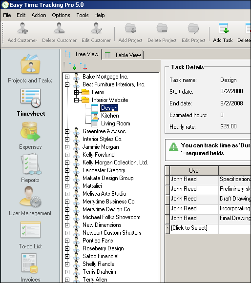 Easy Time Tracking Screenshot