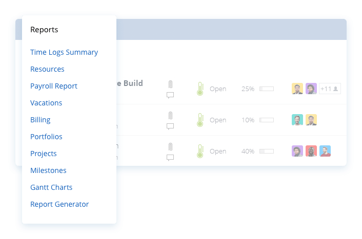Reports Menu - Project Management Software - Easy Projects