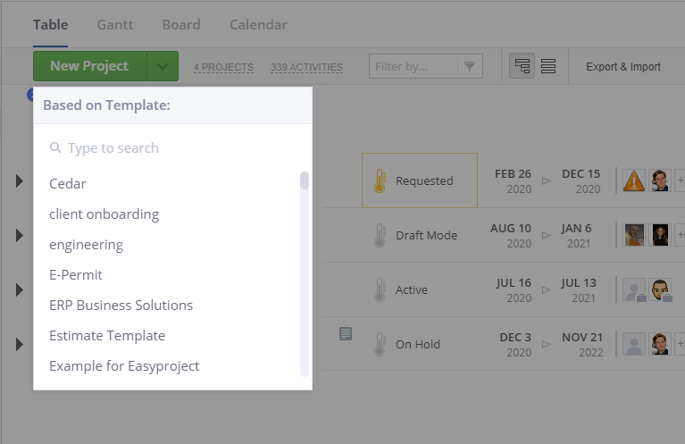 Project Template - Easy Projects - Project Management Software